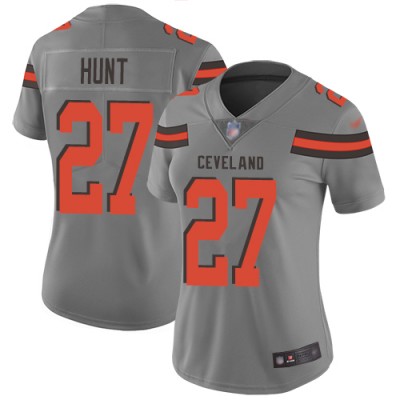 Nike Cleveland Browns #27 Kareem Hunt Gray Women's Stitched NFL Limited Inverted Legend Jersey
